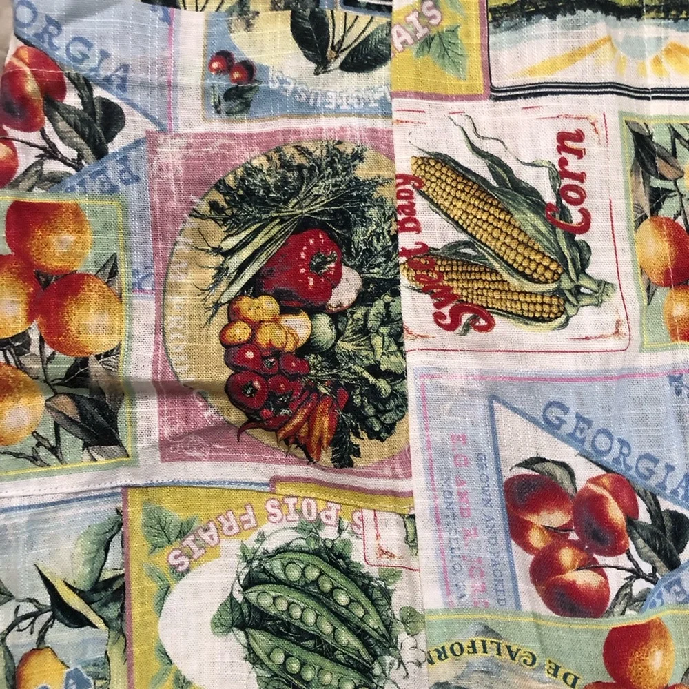 Anthropologie DR2 Linen Novelty Fruits Patchwork Multicolor Midi A-line Skirt M - Picture 7 of 10